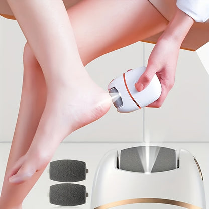 1pc Rechargeable Electric Foot Grinder with Ergonomic Design - USB Charging, 400mAh Lithium Battery, Ideal for Polishing Thick Faux Leather, Includes 3 Pads for Fit.