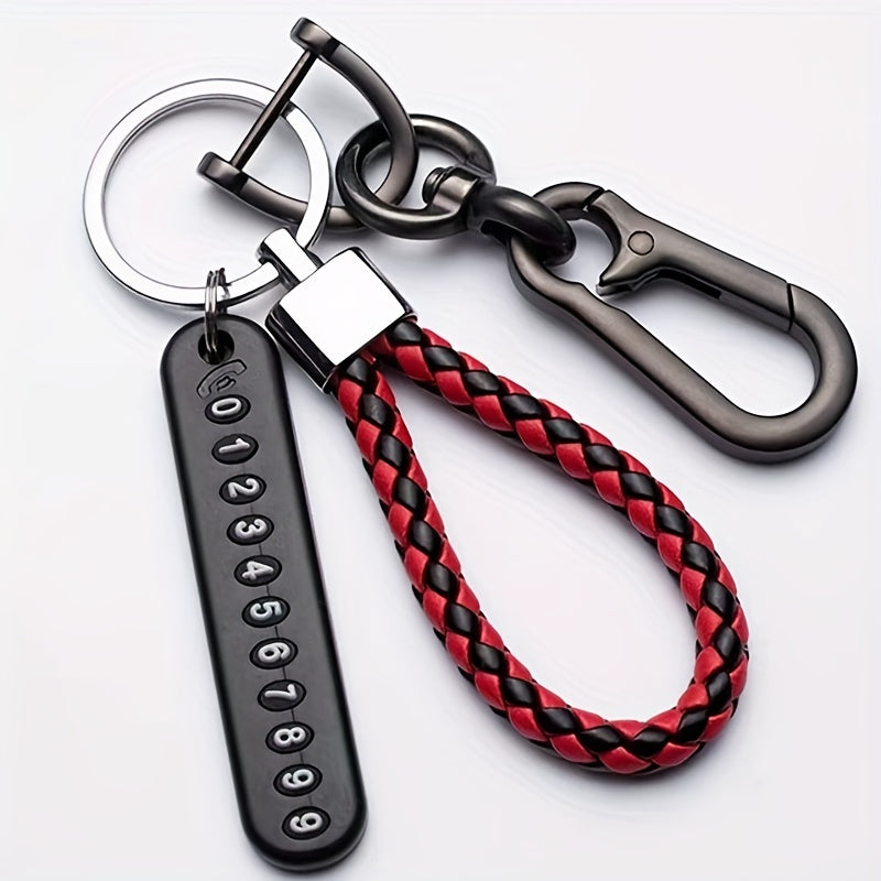 Durably made alloy keychain with phone number tag for easy retrieval.