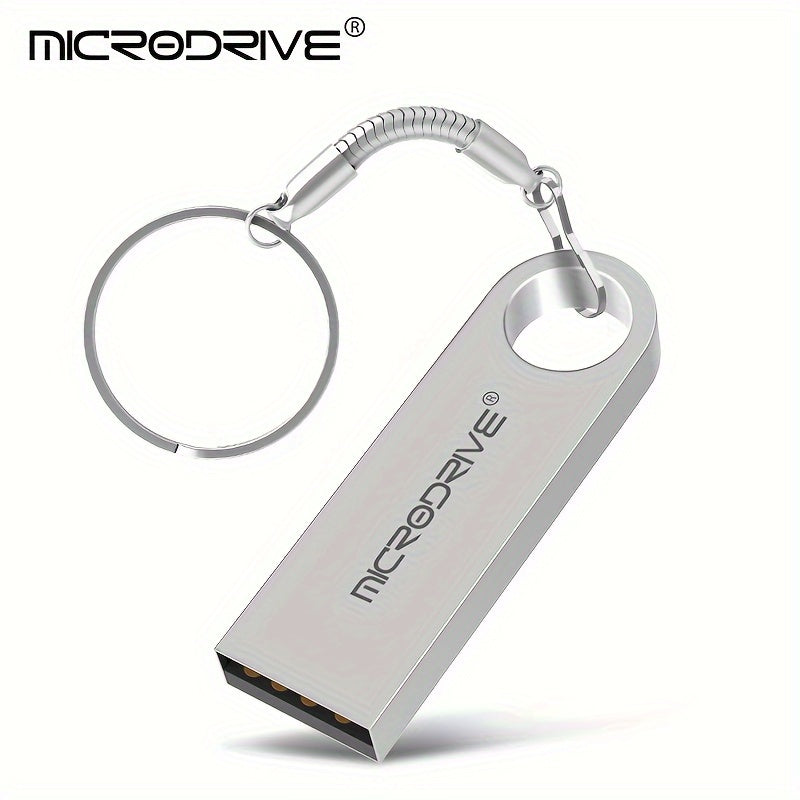 MICRODRIVE USB 2.0 Flash Drive available in storage options from 4GB to 128GB, portable with key ring attachment, suitable for data transfer and backup.