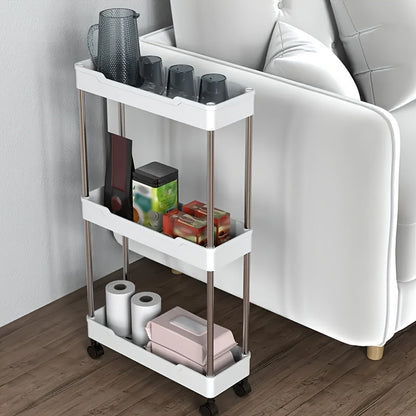 Multi-Purpose Rolling Storage Cart with Multiple Tiers - Ideal for Utilizing Space in Bathroom, Kitchen, and Living Room