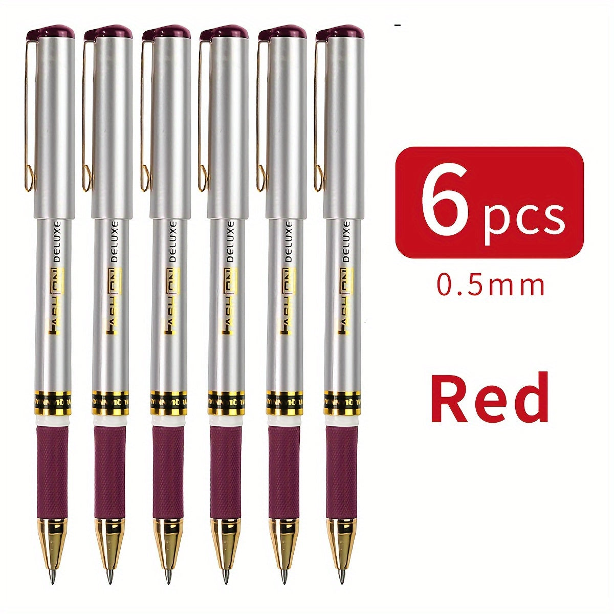 Limited Edition WUQIANNIAN Signature Pens, 0.5mm Fine Point, Quick-Drying Ink in Blue/Red/Black, Ambidextrous, Round Plastic Body, Broad Point, Click-Off Cap, Smooth Writing for Office