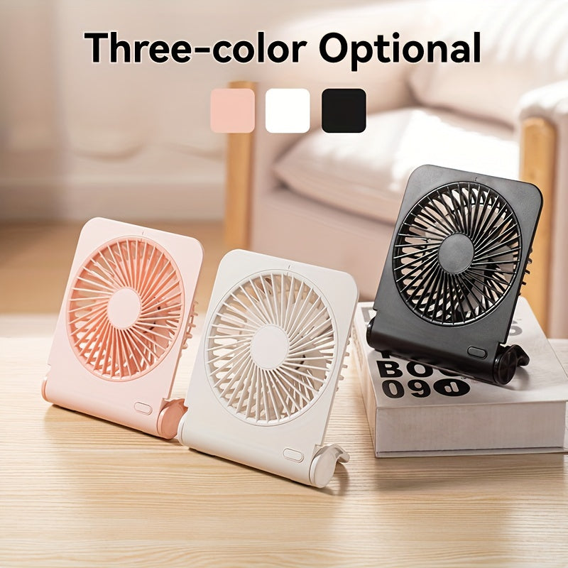 Get ready for summer with this convenient and adorable Desktop Slim Mini Fan! This ultra-quiet USB fan is perfect for your office desk, living room, or even while you're on the go. Featuring four-speed wind power and a built-in battery for fast charging