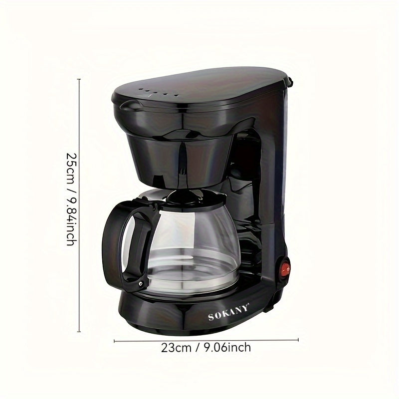 1pc SOKANY Automatic Drip Coffee Maker, European standard plug, programmable timer, anti-drip design, energy efficient; ideal for home and office.