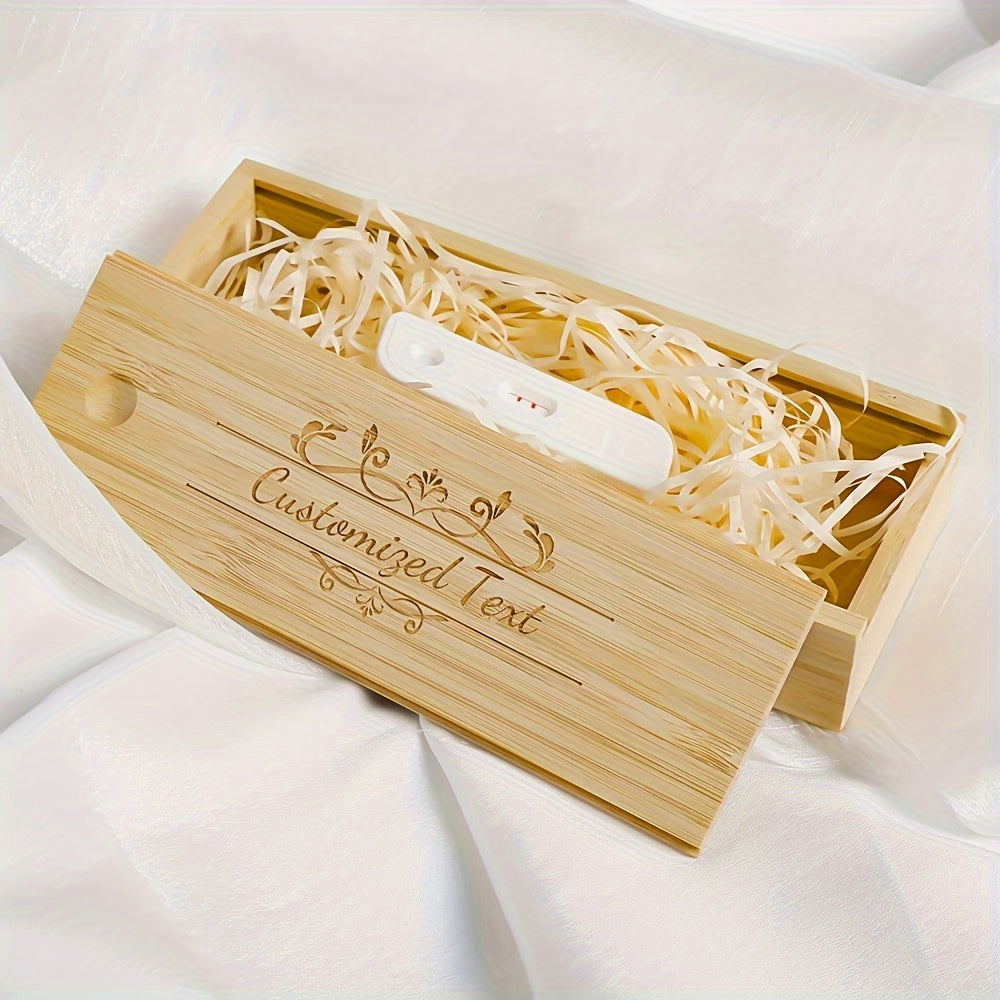 Personalized Bamboo Pregnancy Test Box - Ideal for Revealing News & Souvenirs, Pale Yellow