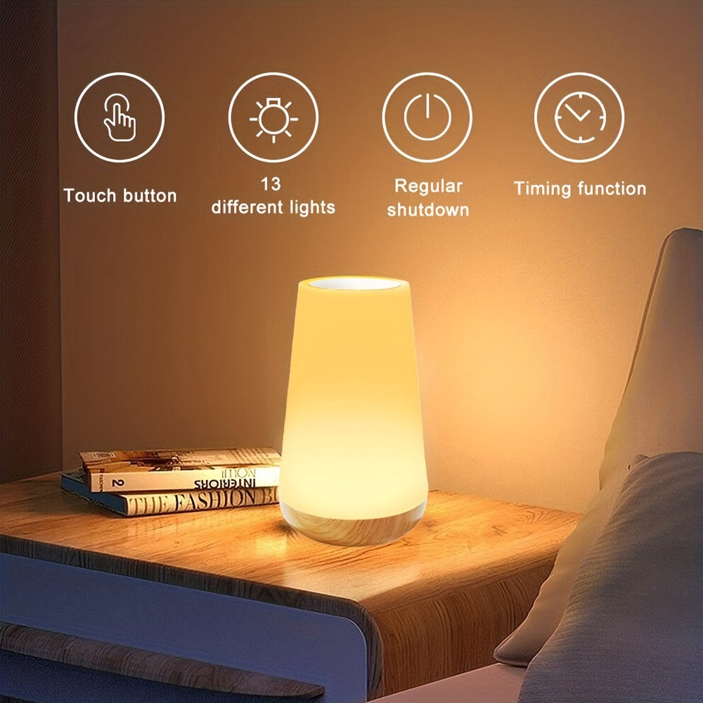 New touch bedside lamp with remote control, adjustable color changing light with timed shutdown, USB charging, suitable for bedroom, living room, parties; perfect birthday gift.