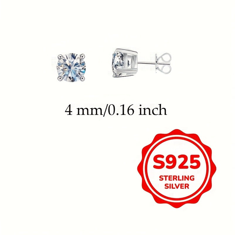 Stylish 925 Sterling Silver Stud Earrings for Women with White Cubic Zirconia - Available in Various Carat Sizes (0.1-0.8CT) and 3/4/5/6mm - Perfect for Everyday Wear and Gifting, Comes with Free Gift Box and Daily Care Supplies including Oxides