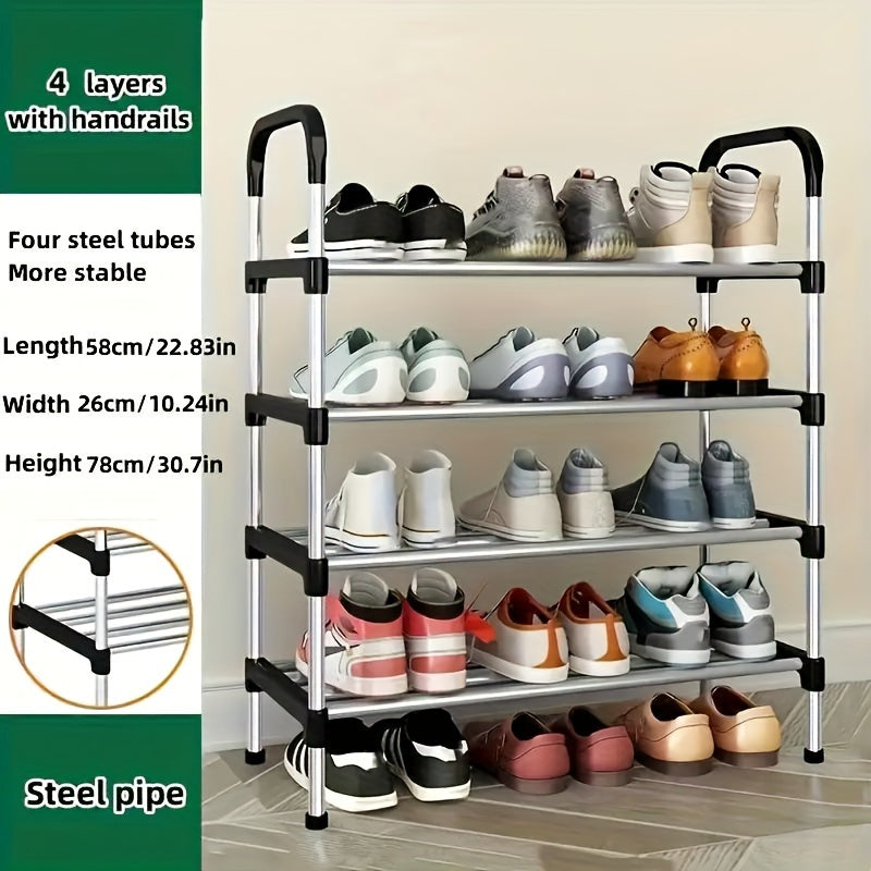 Durable Shoe Storage Organizer with Versatile Multi-Layer Rack - Simple Assembly, Ideal for Entryway, Bedroom, Office, and Beyond - Made of Strong Plastic and Metal Materials