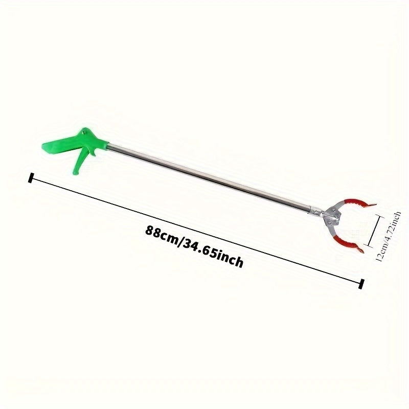 Lightweight trash picker tool with an EasyGrip design for elderly individuals. Made with a combination of metal and plastic materials for efficient litter collection. Helps to easily pick up trash and keep your surroundings clean.