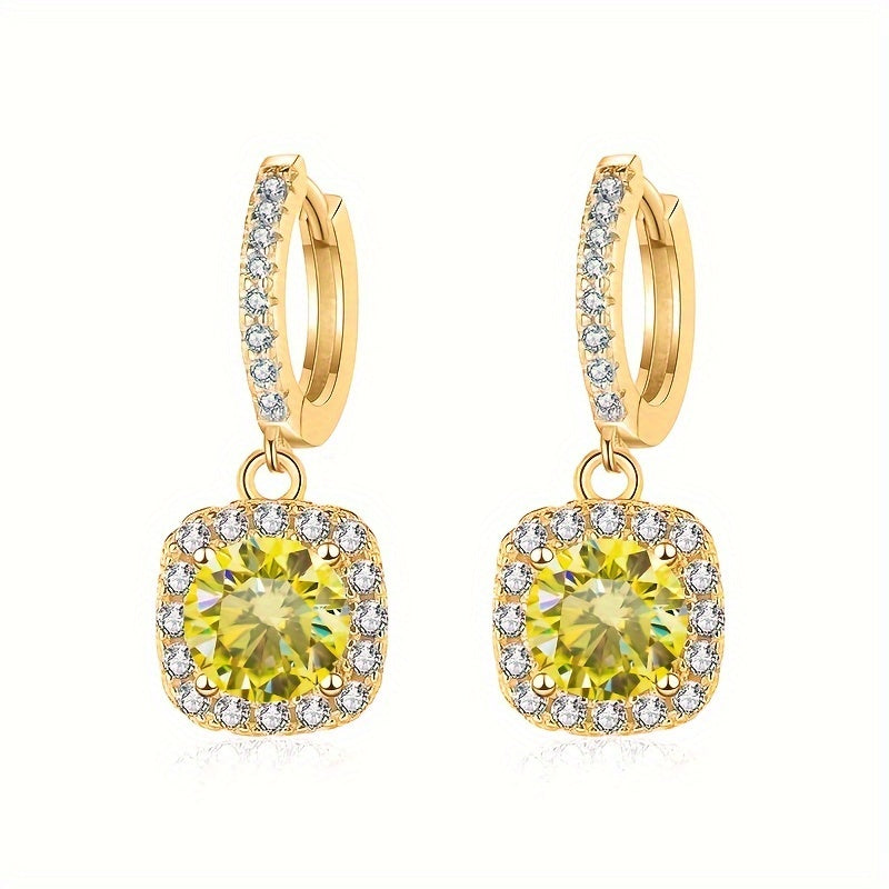 Luxurious and elegant, these 925 sterling silver Moissanite drop earrings are perfect for women on all occasions. With a gold plating and 6.5mm size, they are the perfect accessory for daily wear or special events such as weddings, parties, banquets