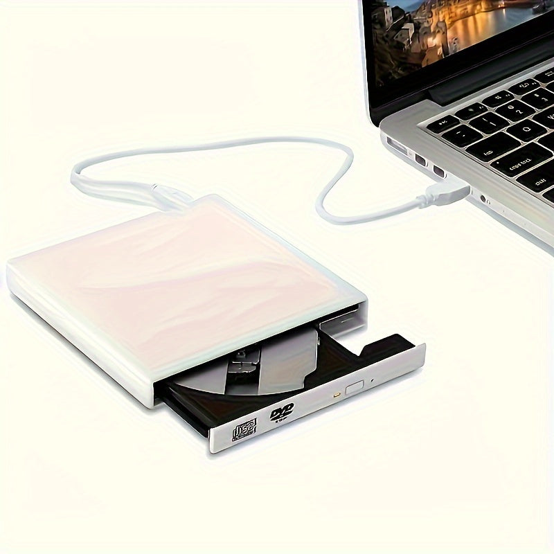 VVIA Slim Portable External DVD Drive is a high-speed CD/DVD-RW burner and player that is plug-and-play compatible with Windows and MacOS laptops, notebooks, and PCs.