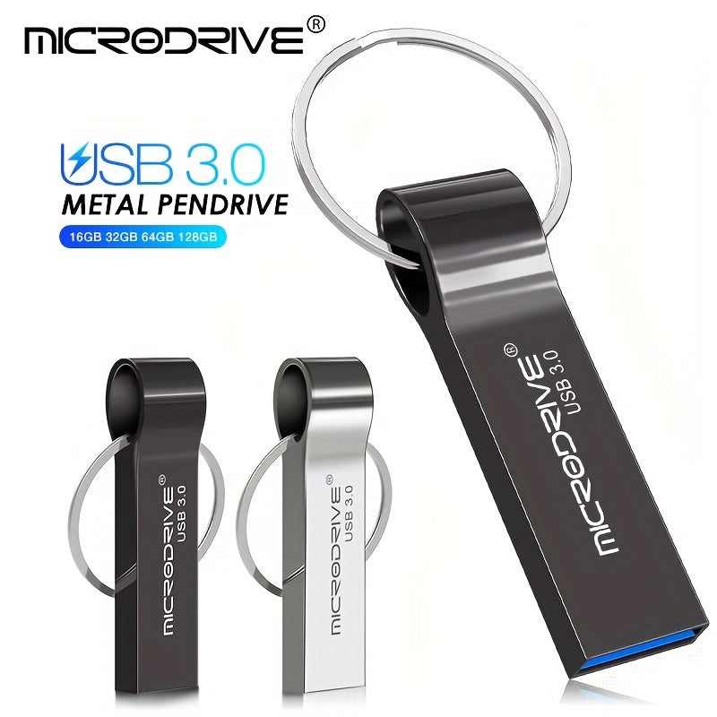 High Speed USB 3.0 Metal Pen Drive with Ring Clasp Pattern - Store your files securely!