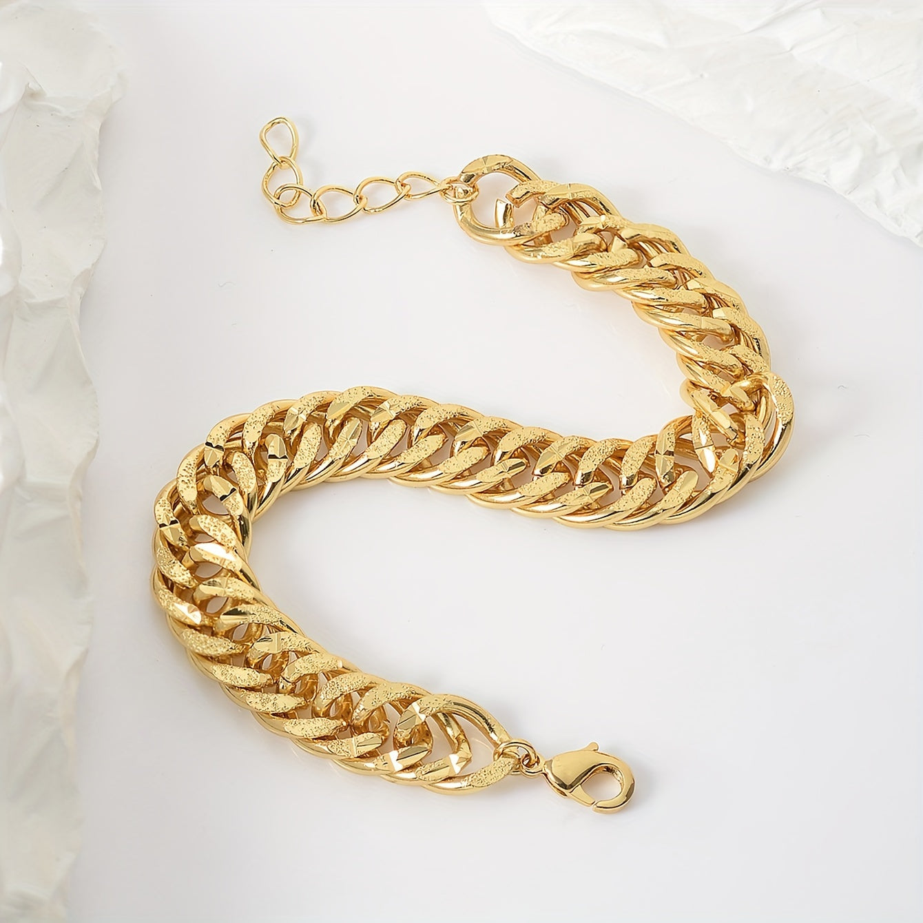 Old-School Cool Thick Chain Bracelet, Cuban Link Fashion Jewelry for Women, 18K Gold Plated