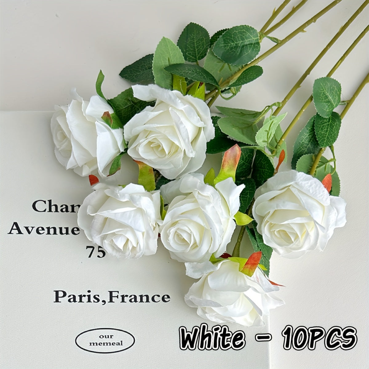 Roses: 10 Decorative Faux Roses with Soft Thron Stems, 51.05cm, Ideal for Wedding Decoration and Home Décor