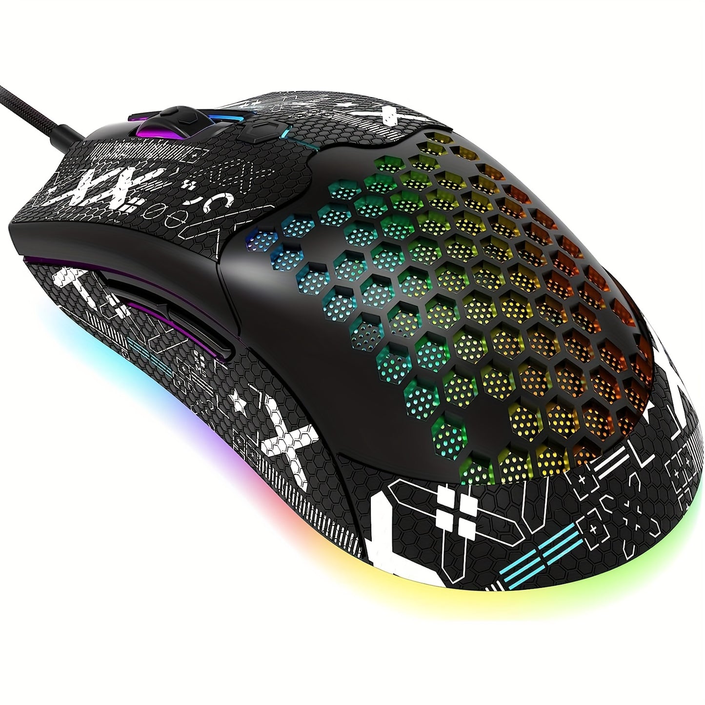 M5 Gaming Mouse with 65G Lightweight Honeycomb Housing, Ultraweave Cable, 26 RGB Backlighting, and Pixart 3325 12000 DPI Optical Sensor.