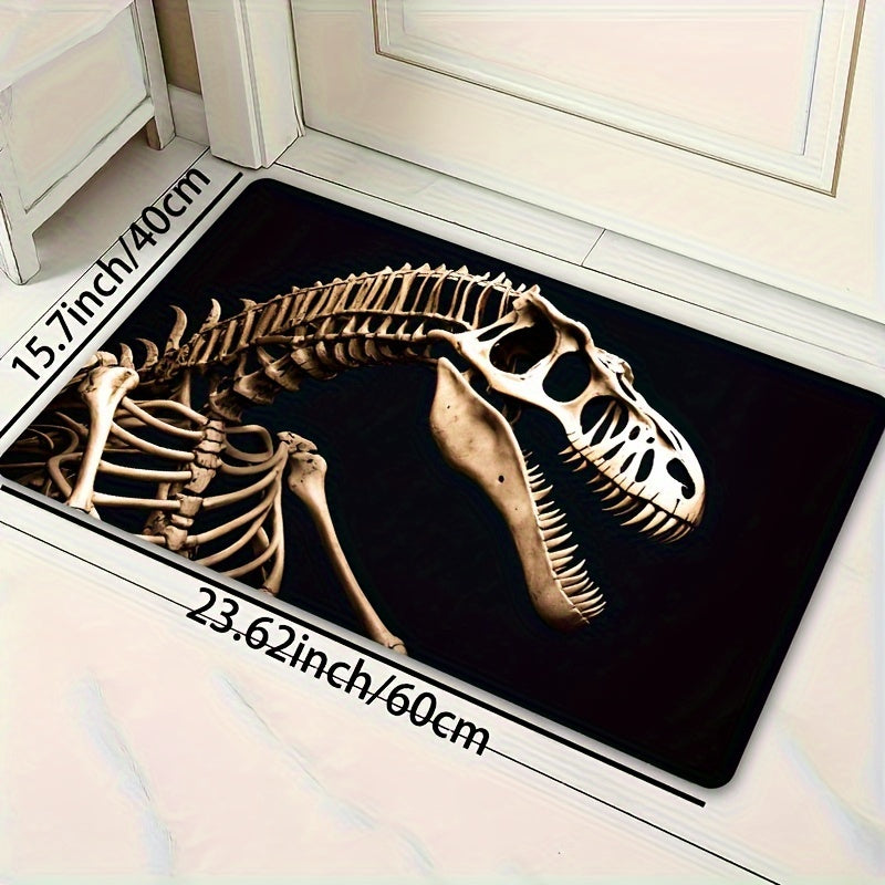 Soft and thick area rug designed with dinosaur fossils, measuring 8mm in thickness. This rug is machine washable and suitable for use in the bathroom, kitchen, living room, or bedroom. It serves as a versatile indoor decor mat, perfect for adding a touch