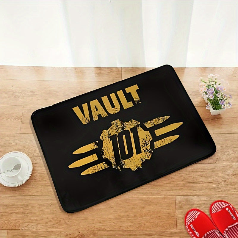 Welcome to Vault 101 Fallout Doormat - Durable Indoor/Outdoor Entrance Mat, Easy to Clean Polyester Rug for Front Door, Kitchen, or Porch - Rectangular Game Mat with Non-Slip Backing