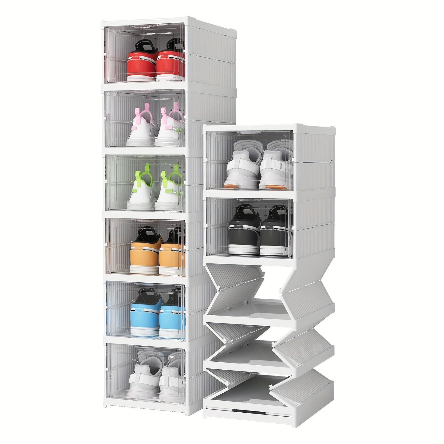 Foldable Shoe Storage Box with 3 Tiers: 26cm Wide, One-Piece Design for Quick and Easy Use, Transparent and Dust-Proof, Perfect for Different Room Styles