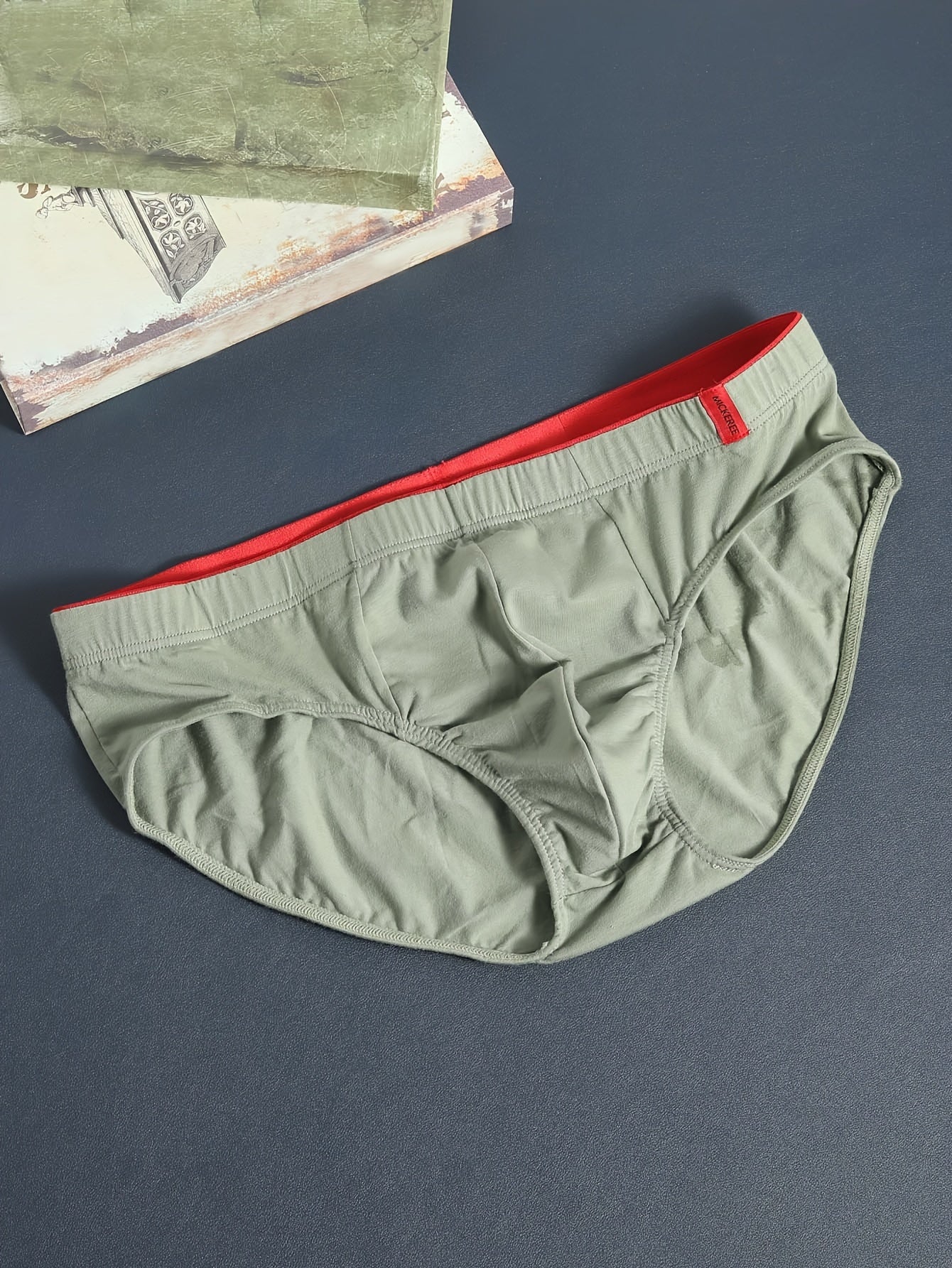 Three Mixed Color Men's Solid Casual Cotton Feel Triangle Underwear with Mid-Rise Comfort, Trendy Design, Breathable, Elastic, and Sweat-resistant.