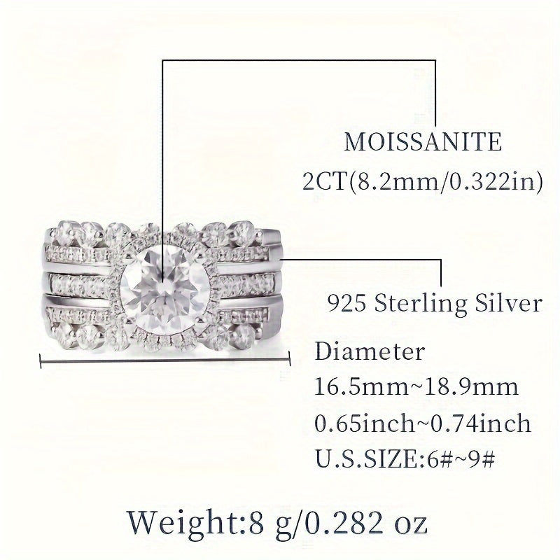 Stunning 2ct Moissanite Promise Ring in 925 Sterling Silver - A Symbol of Elegance and Grace. This High-Quality Engagement or Wedding Ring Comes with a Certificate and Gift Box for added luxury.