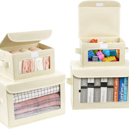 4 collapsible storage bins for closets.