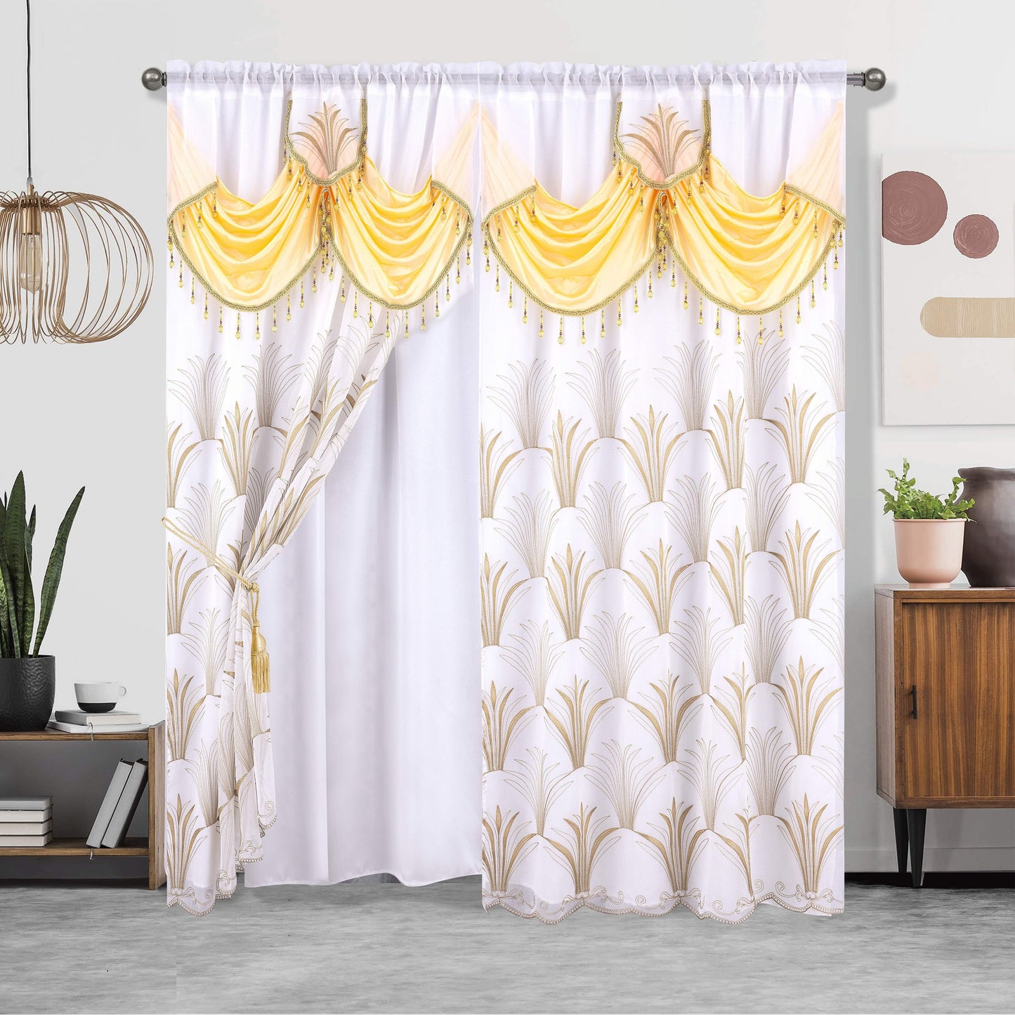 One piece of embroidered double-layer curtain, perfect for enhancing home décor, suitable for living room or bedroom, measuring 132.08 x 213.36 cm.