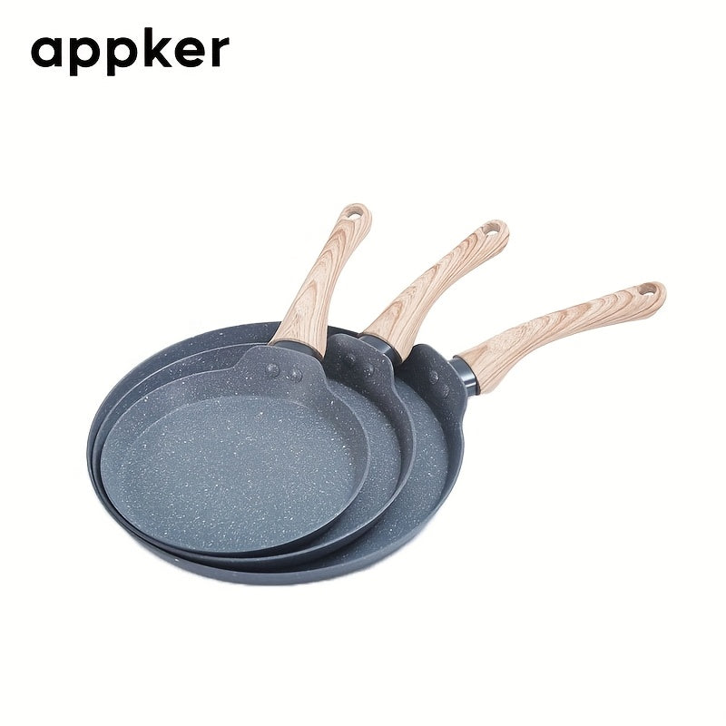 Set of 3 Appker Non-Stick Cast Iron Frying Pans, Dishwasher safe and suitable for Gas Stove & Induction Cooker. Perfect for cooking Steak, Pancakes and other kitchen essentials. Great addition to your household kitchen gadgets. Celebrate Spring Festival