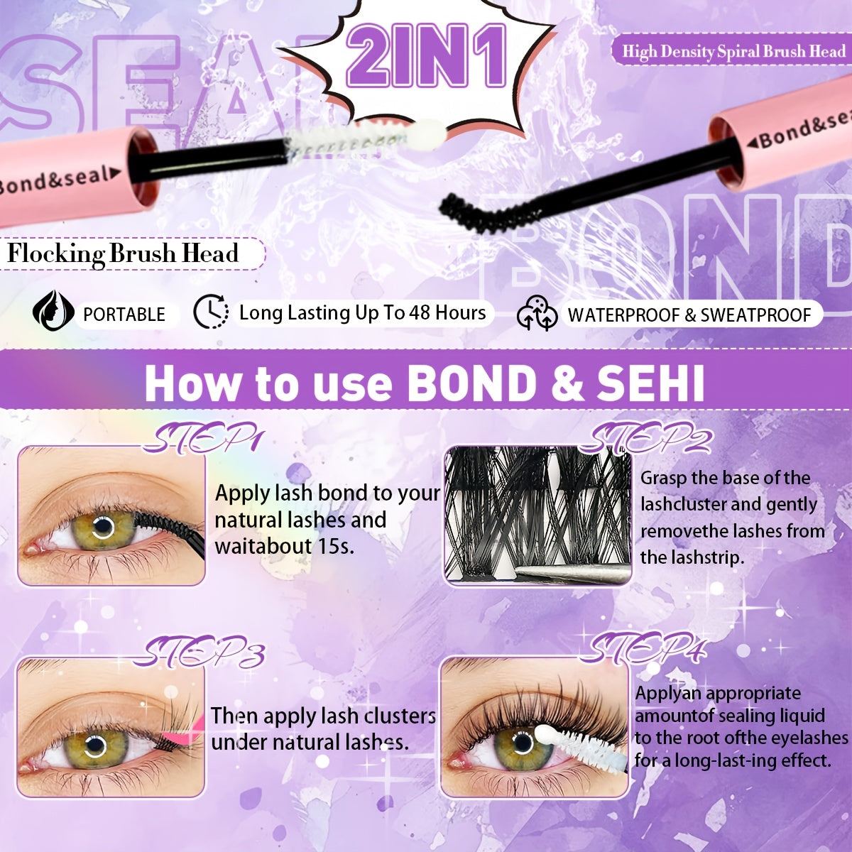 DIY Eyelash Extension Kit with Individual Lashes, Cluster, 9-16mm Mix, for Beginners. Includes Lash Bond, Tweezers. Perfect Gift for New Year.