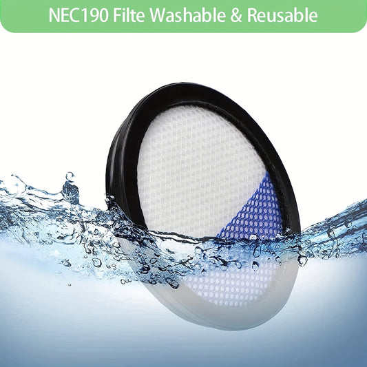 Durable Plastic Vacuum Cleaner Filters - Set of 6 Compatible with Eureka Rapid Clean Pro Stick Models NEC180, NEC185, NEC186, NEC190