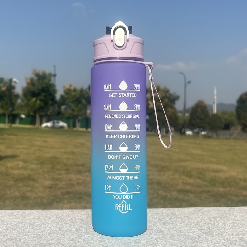 Motivational 750ml/25oz BPA-free water bottle for sports and outdoor activities. Great for camping, hiking, and fitness. Perfect for summer. Ideal gift.