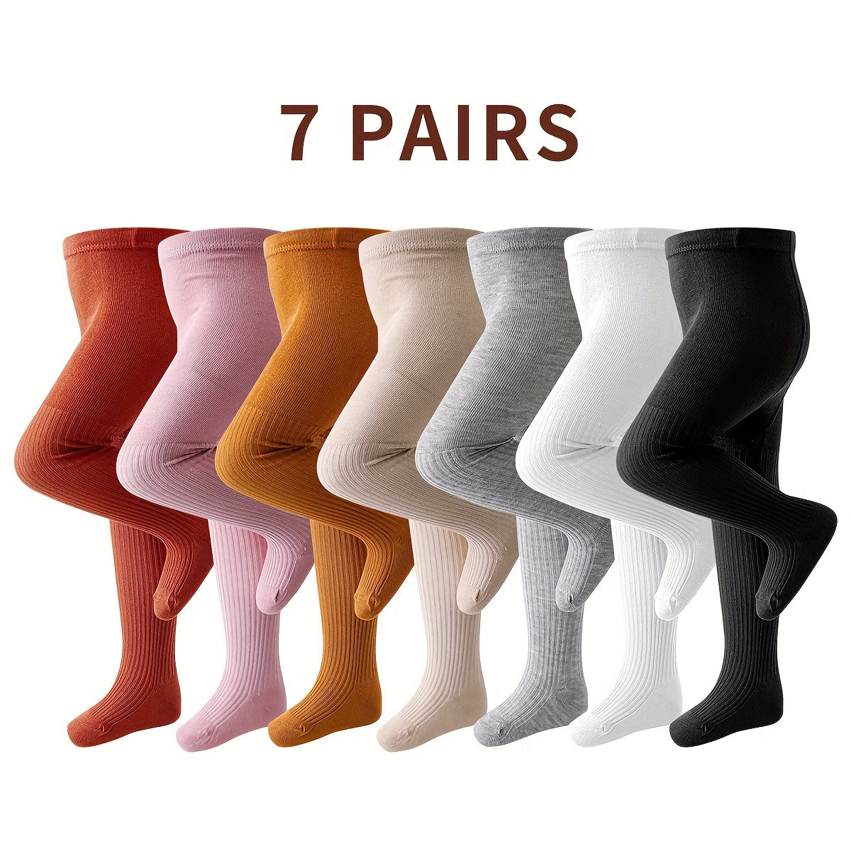 7pcs Baby Girls Solid Color Pantyhose for Dancing and Sports in All Seasons