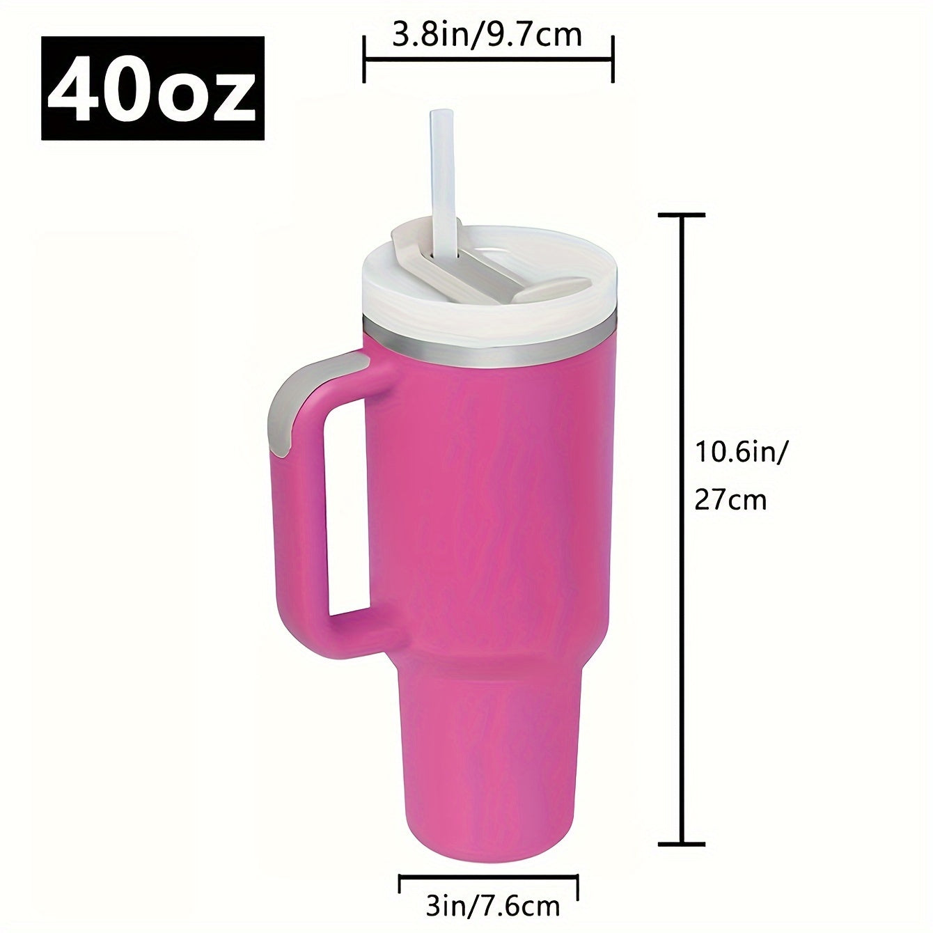 40oz Stainless Steel Insulated Travel Mug with Handle, Straw, and Double-Wall Vacuum Insulation for Hot and Cold Beverages