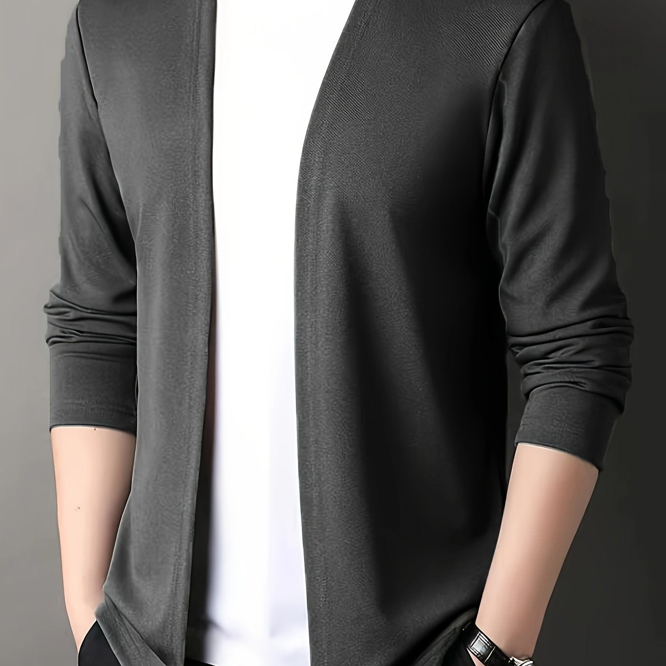 Men's slim-fit knitted cardigan for outdoor activities.