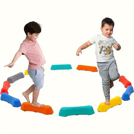 6-piece set of durable, non-slip balance stepping stones for kids ages 3+, perfect for indoor or outdoor obstacle courses and sensory play.