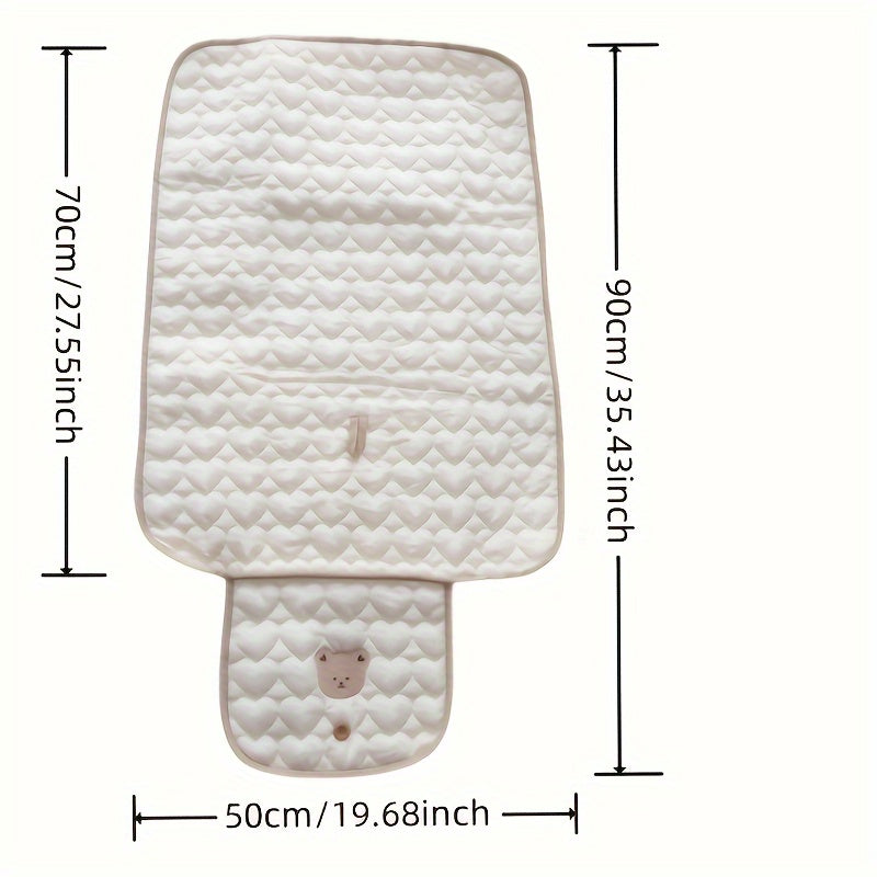 Adorable Beige Animal Embroidered Diaper Changing Pad for Babies and Toddlers