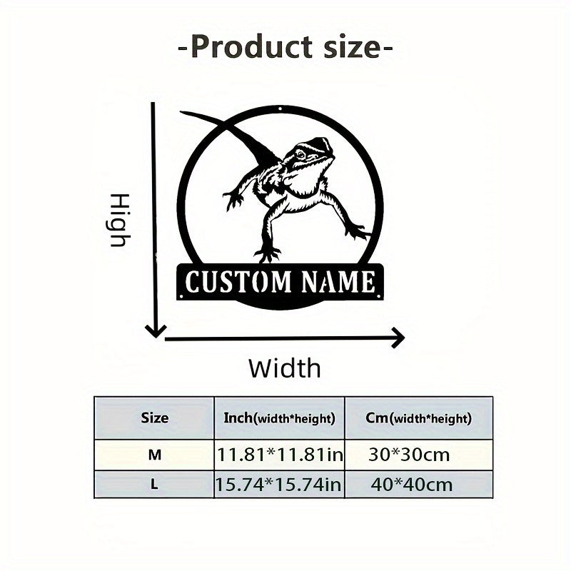 Bearded Dragon Metal Wall Art that Can Be Customized with Your Name for Unique Room Decor