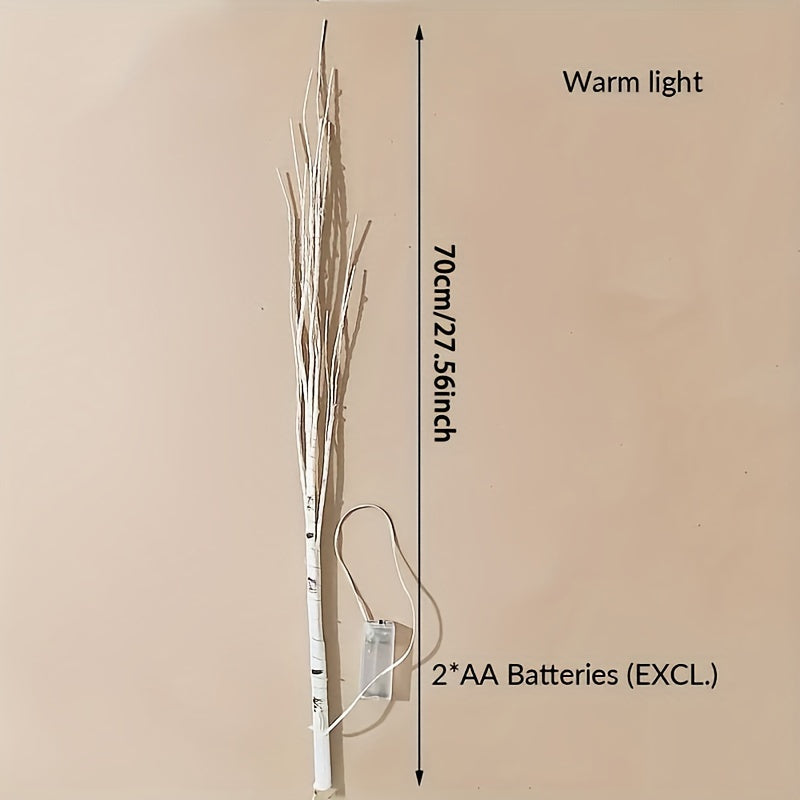 Battery-powered illuminated artificial birch branch, ideal for indoor decor and special events.