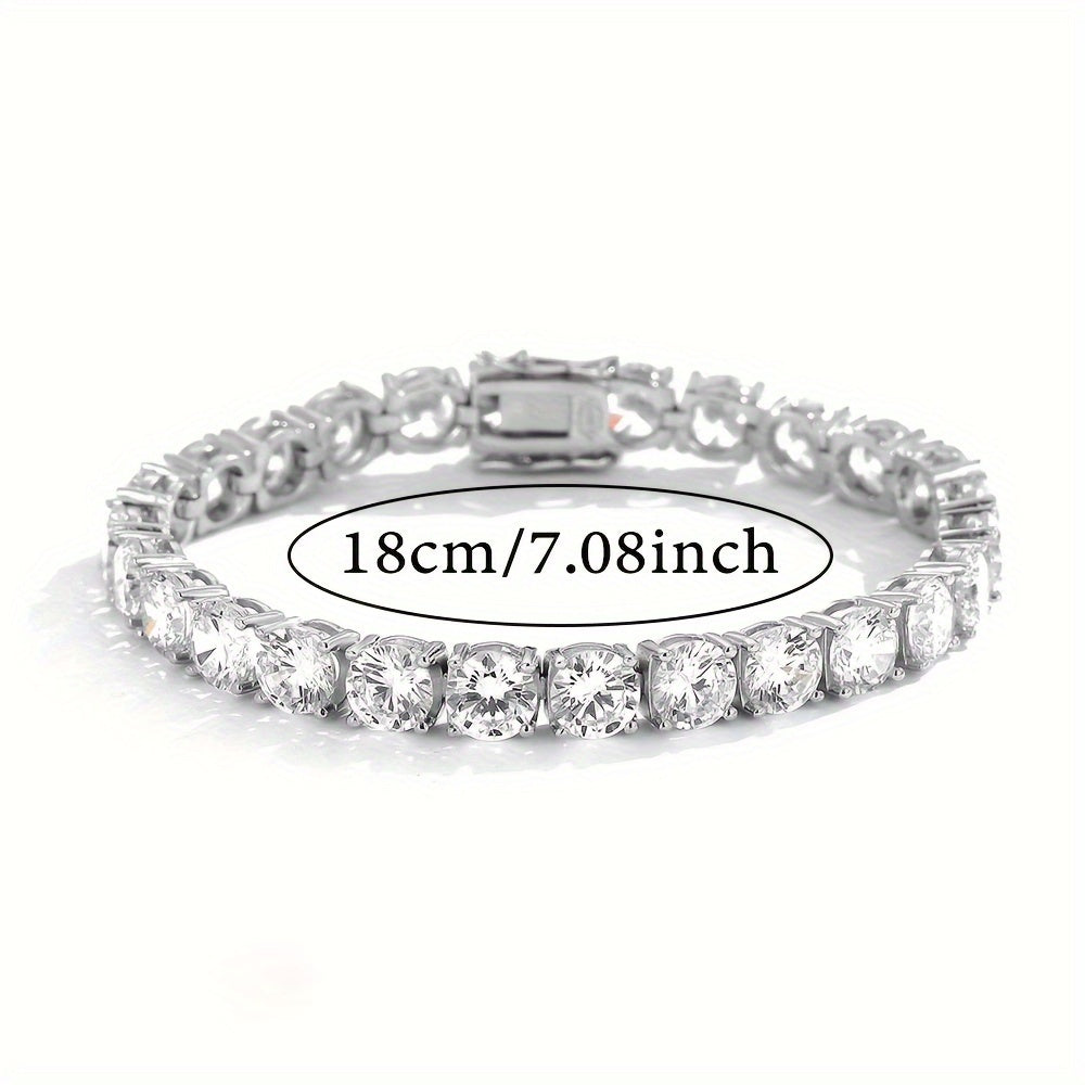 Exquisite Round Cut Moissanite Tennis Bracelet with 25 Carats - Stunning 925 Sterling Silver, Ideal for Valentine's Day, Anniversaries, and Birthdays