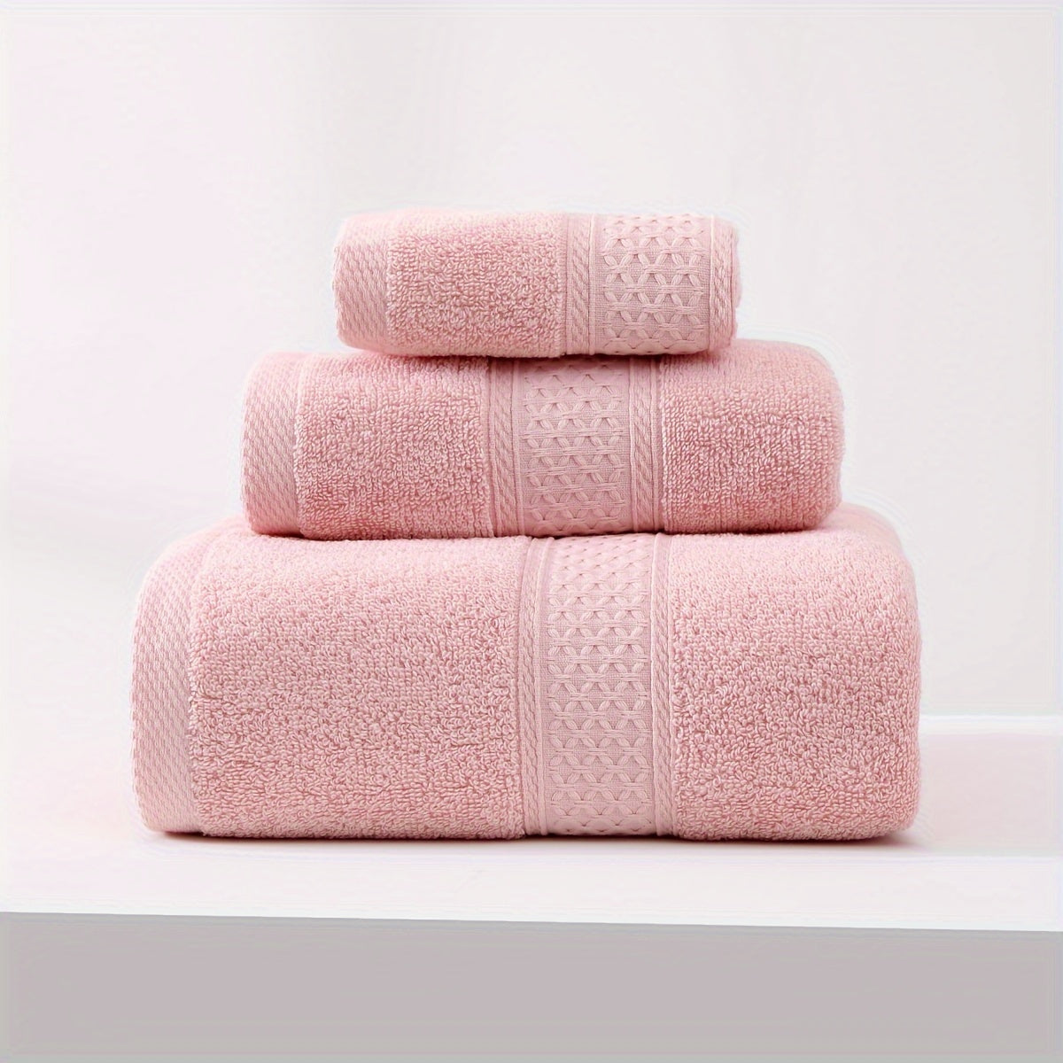 3-piece set of bath towels including a velvet towel, square towel, and face wash towel made of pure cotton with thickened absorbent rhombus velvet for home use.