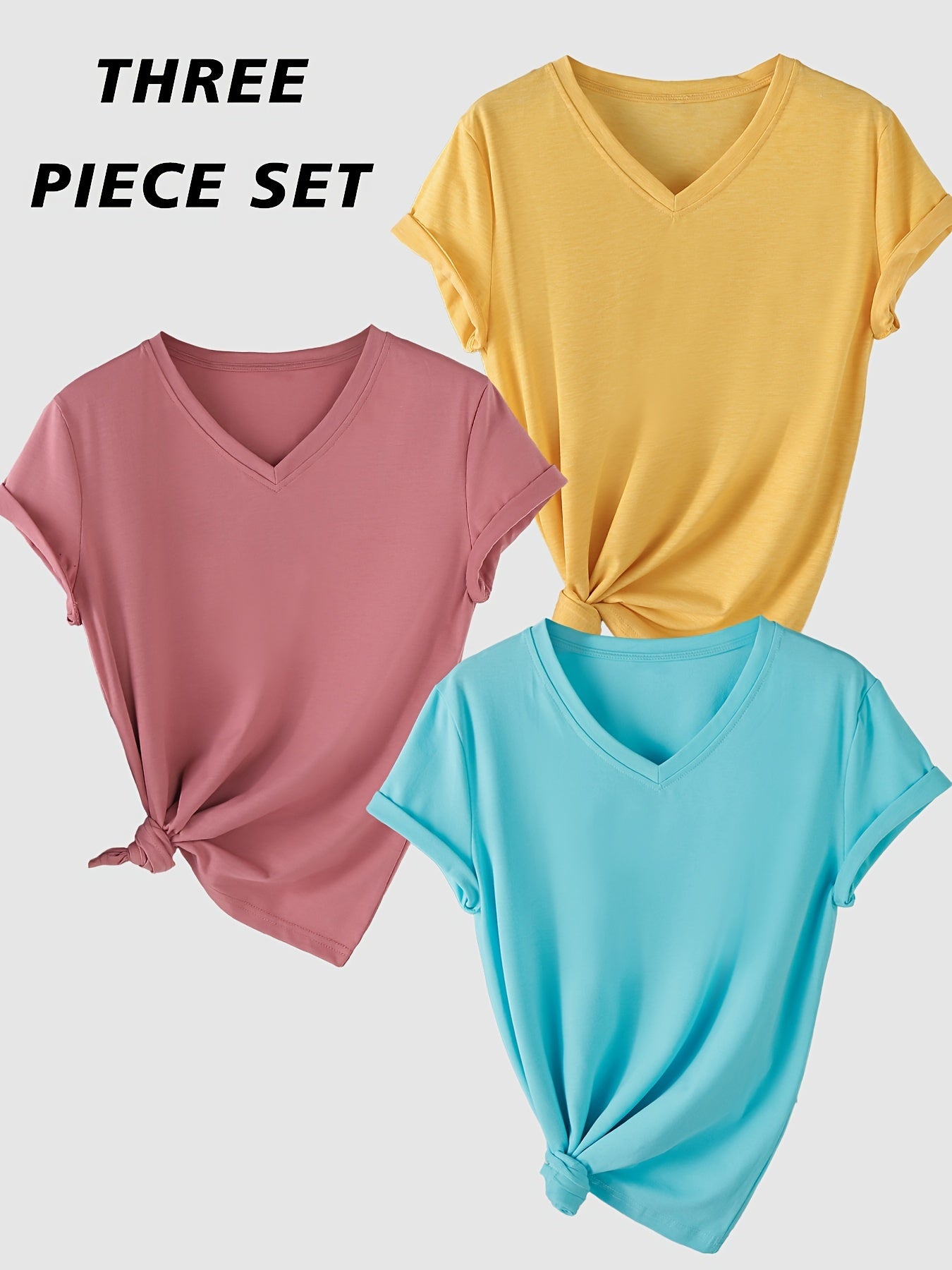 Short-Sleeve V-Neck Set