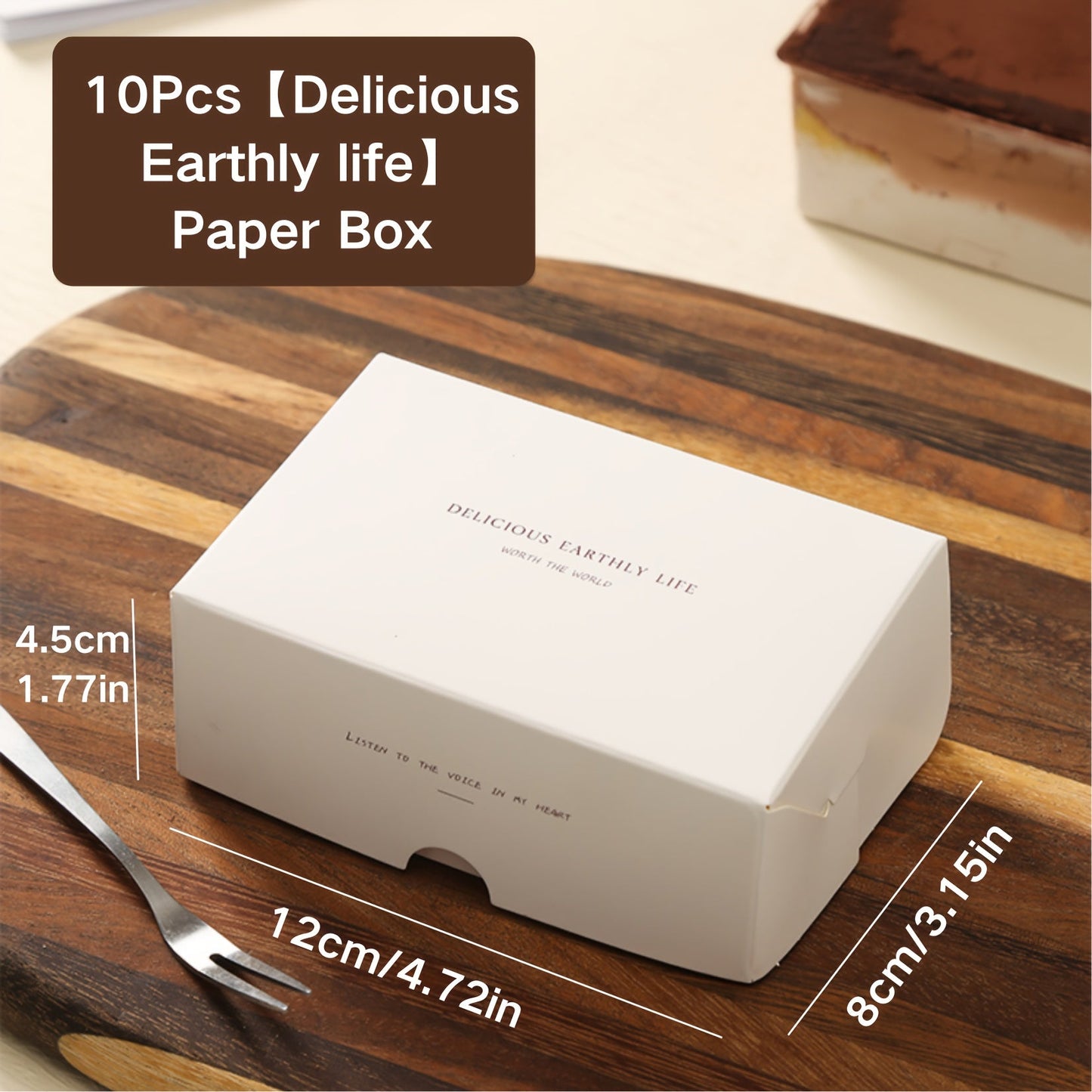 Tiramisu and Mousse Cake Dessert Packaging Box Set - Includes 5 or 10 Little Rectangle Boxes made of Paper Cardboard with Transparent Plastic Inserts. Perfect for Home Bakers and Chocolates. White Cardboard Gift Box for Bakery Take Out.