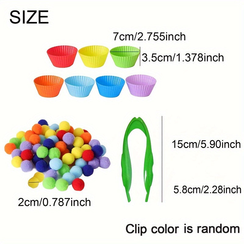 Children's educational toy: Colorful plush balls to help with sorting, counting, and concentration.