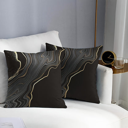 Luxury black and golden pillow covers, 44.98 cm x 44.98 cm, machine washable and durable. Perfect for adding a soft accent to your couch.