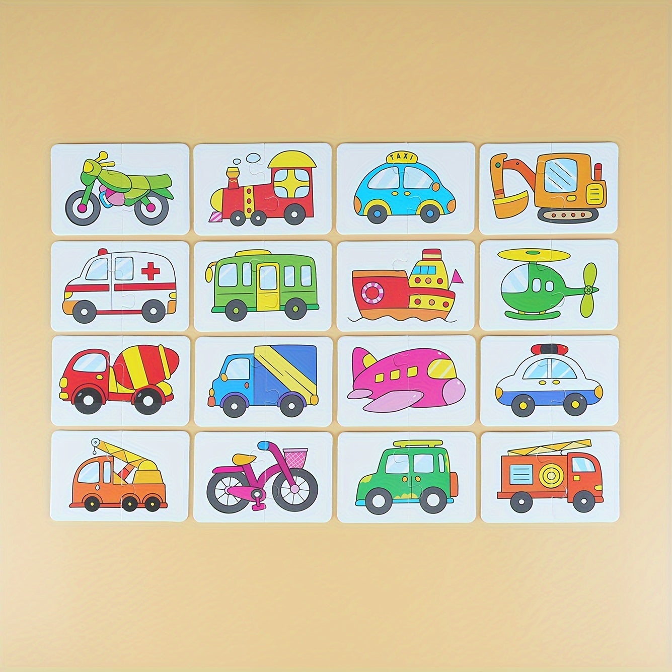 Early Learning Matching Puzzle Cards for Ages 1-4 - Colorful Intelligence Toy in Red/Green/Blue/Yellow.