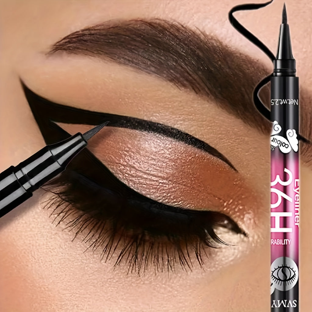 12pcs Extra Slim Black Liquid Eyeliner, Waterproof and Long-lasting