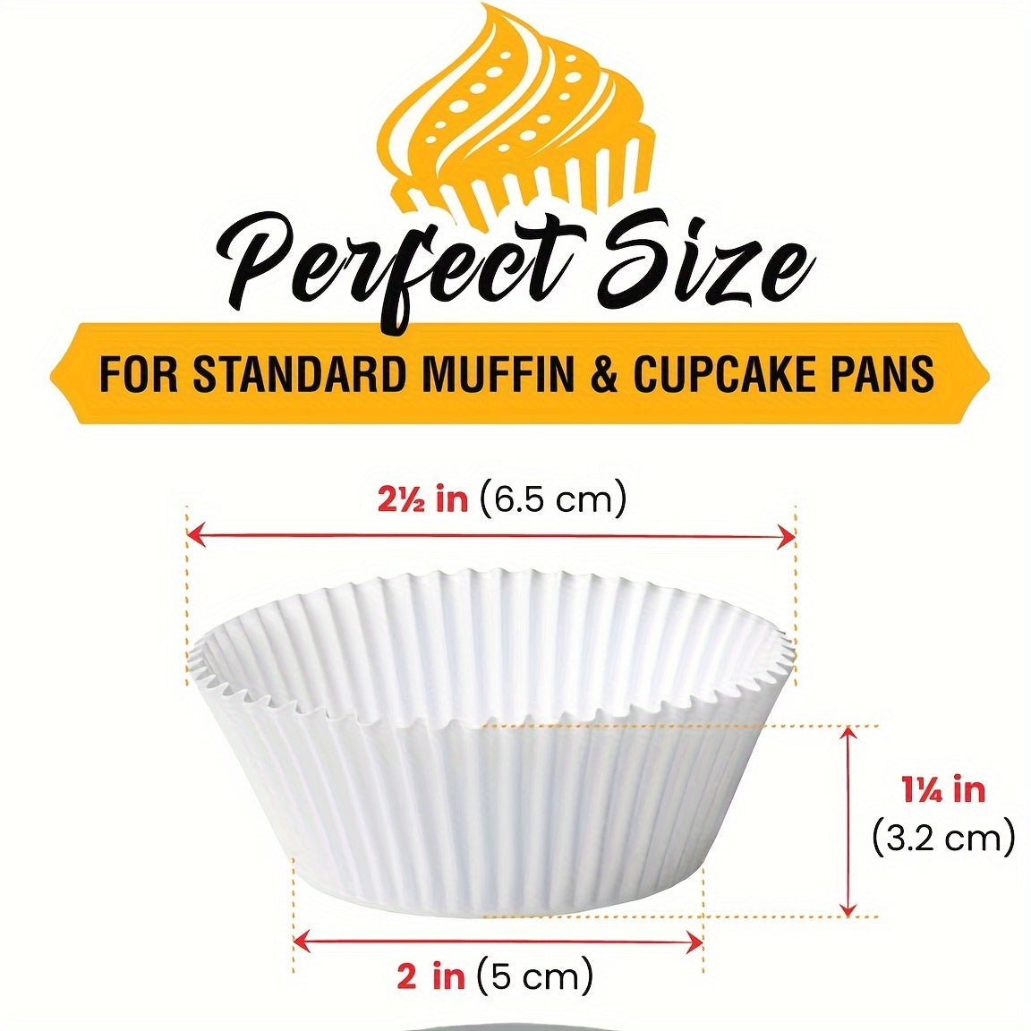 Pack of 200 White Cupcake Liners - Disposable Paper Baking Cups for Muffins and Mini Cakes, Size 5x3cm, Essential for Every Kitchen