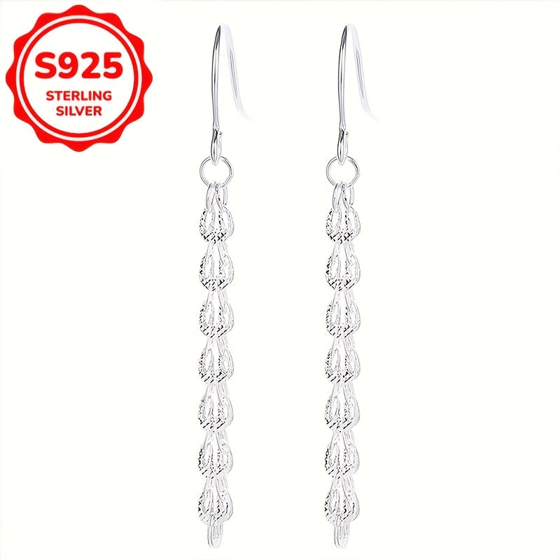 LULUBRO S925 Sterling Silver Elegant Boho Style Feather Dangle Earrings with Hypoallergenic Ear Hooks. Perfect for daily wear or festivals, as well as women's date night or party jewelry. Makes a wonderful Valentine's or birthday gift, weighing 4g.