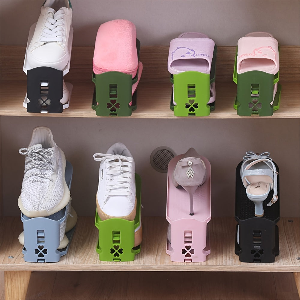 Adjustable Shoe Rack with Dual Layers and Space-Saving Insertable Design