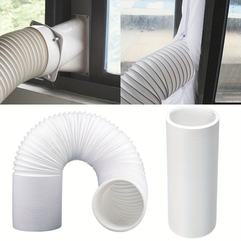 Extendable vent pipe made of flexible stainless steel and polypropylene for mobile air conditioner exhaust duct hose - perfect for use with AC units, dehumidifiers, and dryer vents. No electricity required.