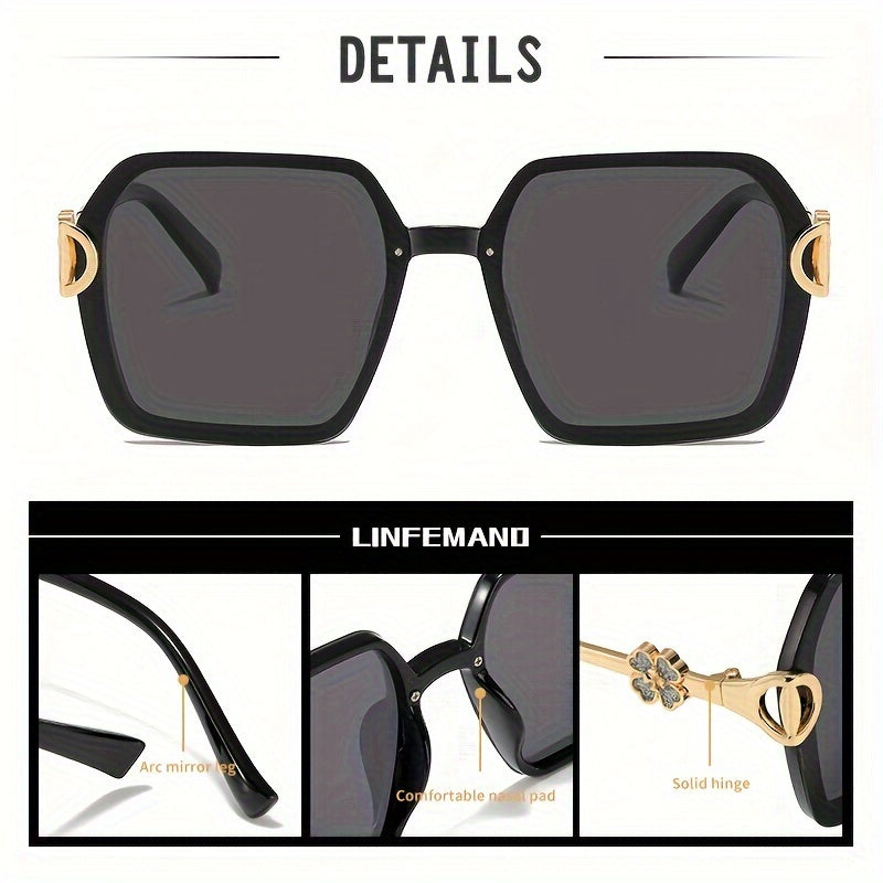 Square fashionable women's glasses with luxury gradient and carved design for parties and festive gifts.