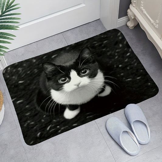 Cute Cat Printed Mat - Soft and Absorbent Bath Mat for Bathroom, Quick-Drying and Machine Washable, Ideal for Shower Room, Living Room, Bedroom, or Entrance Door - Decorative and Comfortable Carpet, 15.75 x 23.62 inches